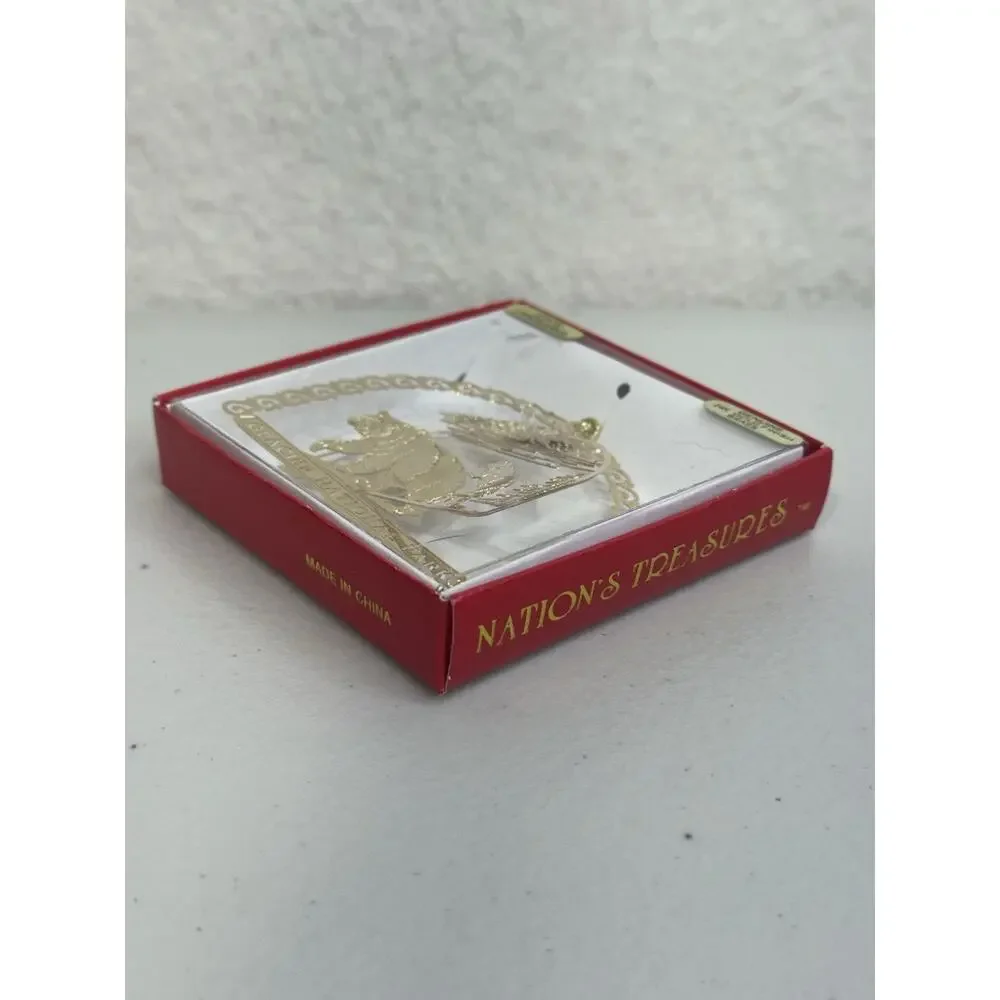 Glacier National Park State Landmarks Souvenir Christmas Ornament 24K Gold Brass